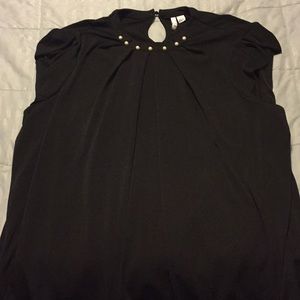 Black blouse with pearl neckline